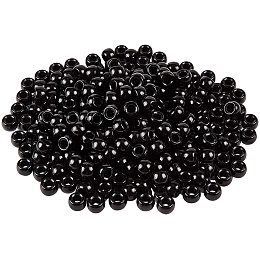 Resin Large Hole Beads, Barrel, Black, 8x5~6mm, Hole: 4mm, 116g