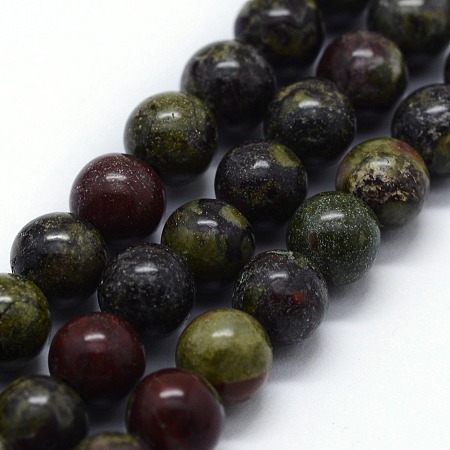 Arricraft Natural Bloodstone Beads Strands, Round, 10mm, Hole: 1mm, about 37pcs/strand,  14.76 inches(37.5cm)