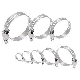 Unicraftale 304 Stainless Steel Adjustable Worm Gear Hose Clamps, for Water Pipe, Plumbing, Automotive and Mechanical Application, Stainless Steel Color, Inner Diameter: 15.5~48mm, 8~12mm wide; 48pcs/box