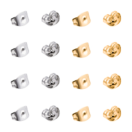 Unicraftale 304 Stainless Steel Ear Nuts, Ear Locking Earring Backs for Post Stud Earrings, Barrel Plating, Golden & Stainless Steel Color, 2 colors, 100pcs/color, 200pcs/box