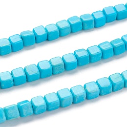 Arricraft Synthetic Turquoise Beads, Dyed, Cube, 4.5x4.5x4.5mm, Hole: 1.4mm, about 84pcs/strand, 15.24 inches(38.7cm)