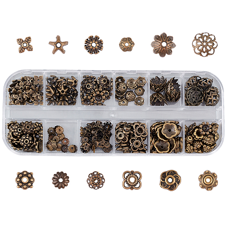 SUNNYCLUE Iron & Alloy Bead Caps, Flower, Antique Bronze, 130x50x15mm, 240pcs/box