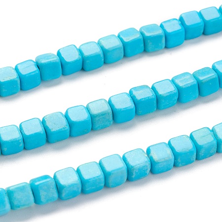 Arricraft Synthetic Turquoise Beads, Dyed, Cube, 4.5x4.5x4.5mm, Hole: 1.4mm, about 84pcs/strand, 15.24 inches(38.7cm)