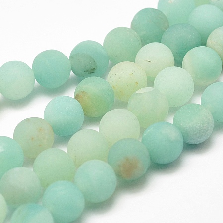 Arricraft Natural Amazonite Bead Strands, Round, Frosted, 8mm, Hole: 1mm, about 46pcs/strand, 15.7 inches(40cm)