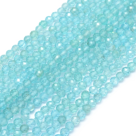 ARRICRAFT Natural Apatite Beads Strands, Grade AA, Faceted, Round, 3mm, Hole: 0.5mm, about 113pcs/strand, 15.35 inches(39cm)