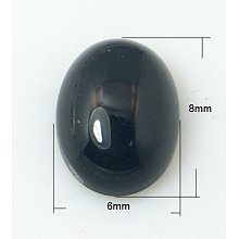 Honeyhandy Natural Black Agate Cabochons, Oval, 8x6x3mm