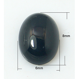 Honeyhandy Natural Black Agate Cabochons, Oval, 8x6x3mm