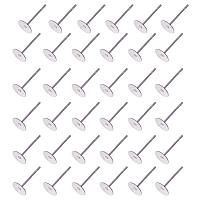 ARRICRAFT 50pcs Original Color 304 Stainless Steel Flat Round Blank Peg & Post Ear Studs Findings Size 12x6mm