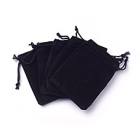 Honeyhandy Velvet Cloth Drawstring Bags, Jewelry Bags, Christmas Party Wedding Candy Gift Bags, Black, 7x5cm