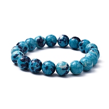 Honeyhandy Ocean White Jade Stretch Bracelets, Blue, 53mm