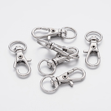 Honeyhandy Alloy Swivel Lobster Claw Clasps, Swivel Snap Hook, Platinum, 30.5x11mm, Hole: 5x10mm