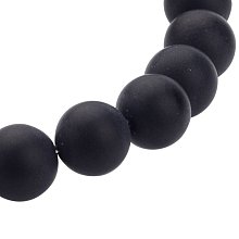 NBEADS 10 Strands Grade A Round Frosted Black Agate, Natural Gemstone Beads Strands, 8mm, Hole: 1.2mm; about 48pcs/strand, 16"