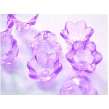 Honeyhandy Transparent Acrylic Beads, Flower Cap, Purple, Dyed, about 10mm wide, 6mm thick, hole:1.5mm, about1900pcs/500g