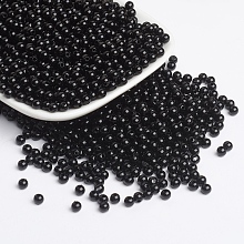 Honeyhandy Opaque Acrylic Beads, Round, Black, Size: about 4mm in diameter, hole: 1mm, about 14000pcs/500g