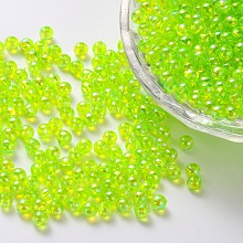 Honeyhandy Eco-Friendly Transparent Acrylic Beads, Round, AB Color, Lawn Green, 5mm, Hole: 1.5mm, about 8400pcs/500g