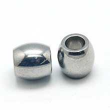 Honeyhandy 304 Stainless Steel European Beads, Barrel, Large Hole Beads, 10x10mm, Hole: 5mm