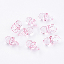 Honeyhandy Transparent Acrylic Pendants, Pacifier, Pink, 20x10x10mm, Hole: 5mm, about 670pcs/500g