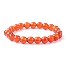 Honeyhandy Gemstone Bracelet, Carnelian, about 5.2cm inner diameter, Bead: 8mm in diameter, 22~24pcs/Strand