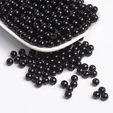 Honeyhandy Opaque Acrylic Beads, Round, Black, Size: about 6mm in diameter, hole: 1mm