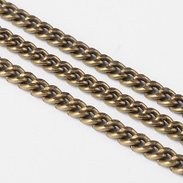 Honeyhandy Iron Cuban Link Chains, Chunky Chains, Unwelded, with Spool, Oval, Antique Bronze, 4.5x3x1mm, about 164.04 Feet(50m)/roll