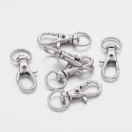 Honeyhandy Alloy Swivel Lobster Claw Clasps, Swivel Snap Hook, Platinum, 30.5x11mm, Hole: 5x10mm