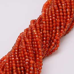 Honeyhandy Natural Agate Bead Strands, Dyed, Faceted, Round, Indian Red, 4mm, Hole: 0.8mm, about 90~92pcs/strand, 14 inch