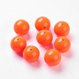 Honeyhandy Neon Acrylic Beads, Round, Orange Red, 20mm, Hole: 2~3mm, about 109pcs/500g