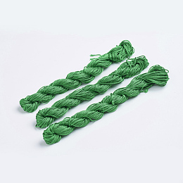 Honeyhandy Nylon Thread, Nylon Jewelry Cord for Custom Woven Bracelets Making, Green, 1mm, about 26.24 yards(24m)/bundle, 10bundles/bag, about 262.46 yards(240m)/bag