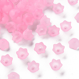 Honeyhandy Transparent Acrylic Beads Caps, Tulip Flower, Lily of the Valley, Frosted, Pearl Pink, 10x6mm, Hole: 1.5mm, about 2100pcs/500g