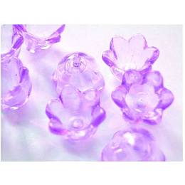 Honeyhandy Transparent Acrylic Beads, Flower Cap, Purple, Dyed, about 10mm wide, 6mm thick, hole:1.5mm, about1900pcs/500g