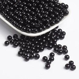 Honeyhandy Opaque Acrylic Beads, Round, Black, Size: about 6mm in diameter, hole: 1mm, about 4000pcs/500g