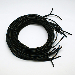 Honeyhandy Synthetic Rubber Beading Cord, Round Hollow, Black, 4.0mm, Hole: 1.5mm, about 1.09 yards(1m)/strand