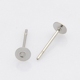 Honeyhandy 304 Stainless Steel Stud Earring Findings, Stainless Steel Color, 12x5mm, Pin: 0.7mm