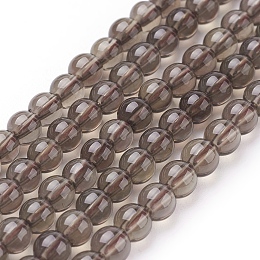 Honeyhandy Smoky Quartz Beads Strands, Round, 4mm, Hole: 1mm, about 45pcs/strand, 8 inch