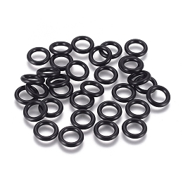 Honeyhandy Rubber O Rings, Donut Spacer Beads, Fit European Clip Stopper Beads, Black, about 10mm in diameter, 1.9mm thick, 6.2mm inner diameter