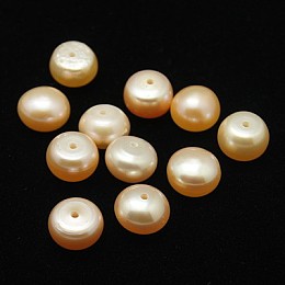 Honeyhandy Grade AA Natural Cultured Freshwater Pearl Beads, Half Drilled Hole, Half Round, Pink, 4.5~5x3.5~4.5mm, Hole: 1mm