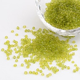 Honeyhandy 12/0 Glass Seed Beads, Transparent, Round, Green Yellow, 2mm, Hole: 1mm, about 3100pcs/50g