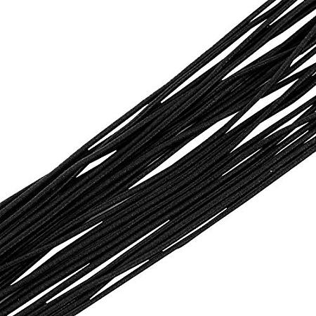 ARRICRAFT Elastic Cord, with Fibre Outside and Rubber Inside, Black, 4.0mm; About 100m/bundle