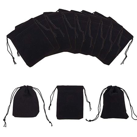 NBEADS 100pcs Velvet Jewelry Bags, Black, 8.5x7cm