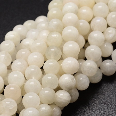 Honeyhandy Natural White Moonstone Round Beads Strands, 4~4.5mm, Hole: 1mm, about 90pcs/strand, 15.7 inch