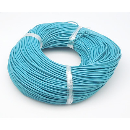 Honeyhandy Cowhide Leather Cord, Leather Jewelry Cord, Dark Cyan, Size: about 2mm in diameter