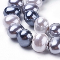 ARRICRAFT Shell Pearl Beads Strands, Oval, Colorful, 12~13x15~16x12mm, Hole: 1mm, about 30pcs/strand, 15.5 inches