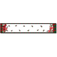 CREATCABIN Christmas Table Runner Poinsettia Red Green Black Buffalo Check Plaid Washable Cotton Linen Dresser Decor for Xmas Family Dinner Party Wedding Table Runners Decoration 70.8 x 11.8inch
