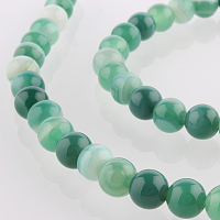 Nbeads Natural Gemstone Agate Round Bead Strands, Dyed, Aquamarine, 6mm, Hole: 1mm; about 63pcs/strand, 15.35"