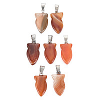 Natural Banded Agate/Striped Agate Pendants, with Light Gold Plated Iron Findings, Owl, Dyed & Heated, Chocolate, 22.5~23.5x11~12.5x4.5~6mm, Hole: 4.5x6mm