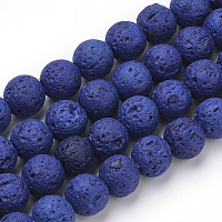 ARRICRAFT Synthetic Lava Rock Beads Strands, Dyed, Round, Blue, 6mm, Hole: 1mm; about 61pcs/strand, 14.96 inches(38cm)