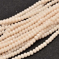 Arricraft Faceted Rondelle Glass Beads Strands, Blanched Almond, 3x2mm, Hole: 0.8mm, about 150pcs/strand, 13.6 inches