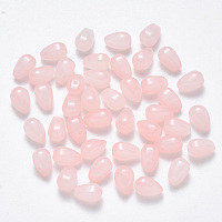 Honeyhandy Imitation Jade Glass Charms, Teardrop, Pearl Pink, 9x6x6mm, Hole: 1mm