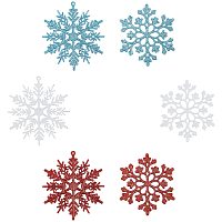 CHGCRAFT 30Sets 2Styles Plastic Christmas Glitter Snowflake Ornaments Christmas Tree Decorations for Xmas Tree Wreaths Garland Holiday Decorations