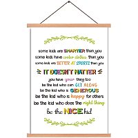 Arricraft Poster Hanger Be The Nice Kid Magnetic Wooden Poster Child Motivation Hangers Poster with Hanger Canvas Wall Art for Walls Pictures Prints Maps Scrolls 17.3x11in